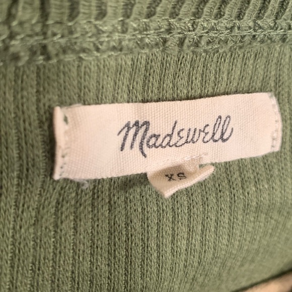 Madewell Elwood Knot Front Ribbed Top Green Size XS - Picture 2 of 6